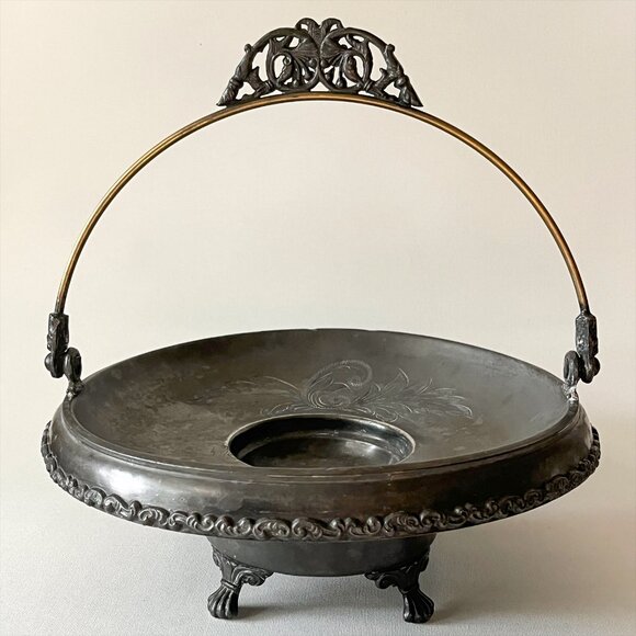 Antique Jennings Bros Silver Plate Brides Basket Victorian Ornate Centerpiece - Picture 1 of 11